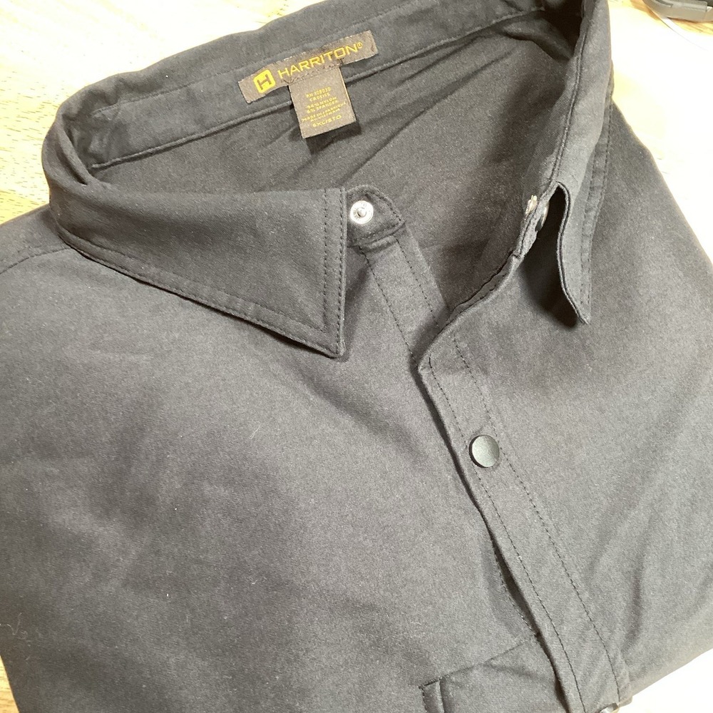 Mens Harriton Big And Tall Long Sleeve Snap Shirt- Black- 5XL